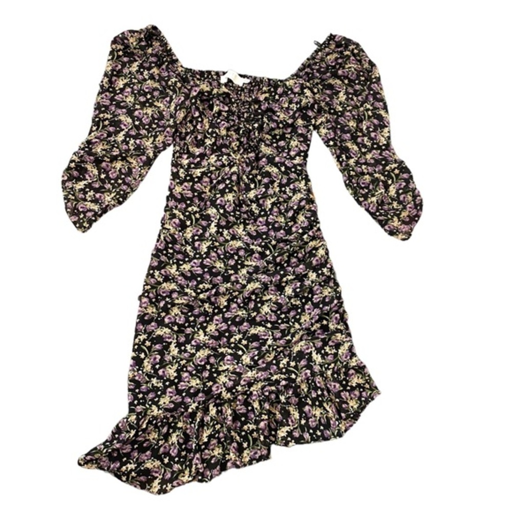 Astr Floral Mini Dress - Black and Purple